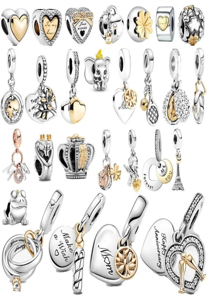 925 libbre Silver New Fashion Charm 2022 perle d'argento, oro a forma di cuore, perle di candela di compleanno, compatibili con il braccialetto P originale, romanzo4165417