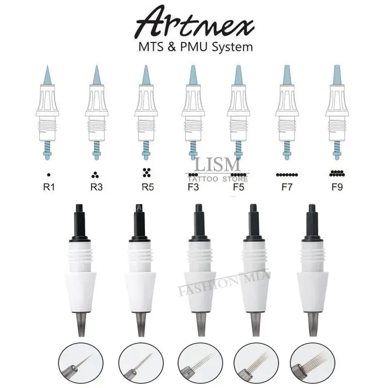 Levererar ArtMex Tatoo Hine Cartridge Needle PMU och MTS System Premium Tattoo Needles for Permanent Makeup V11 V9 V8 V6 V3 HINE