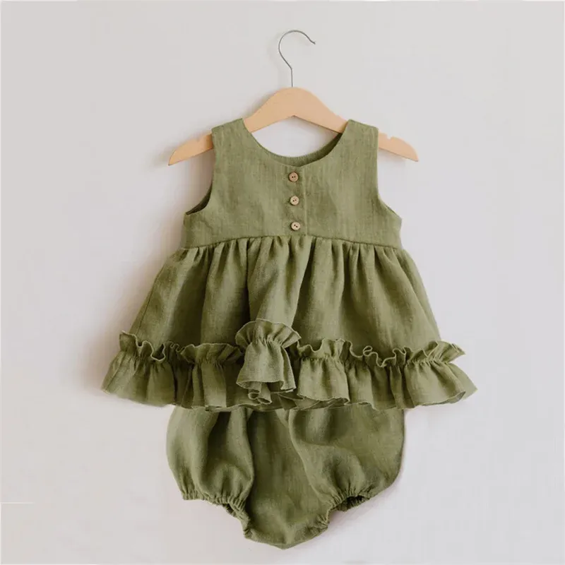 Шорты детская одежда Девушка набор рукавов летнее рукавочное платье + короткое органическое хлопок новорожденных детские шорты для детской девочки набор одежды