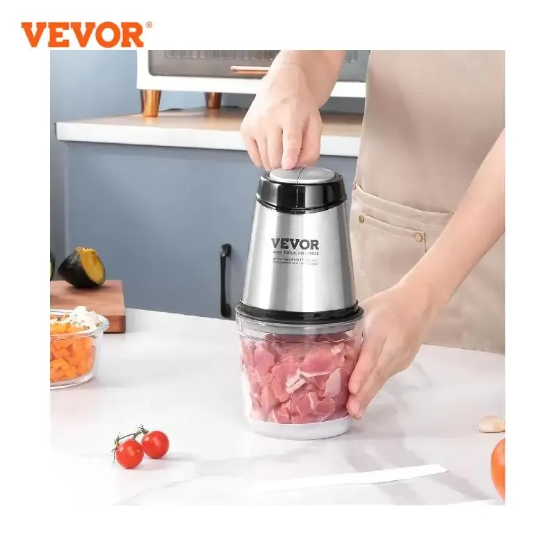 Blender VEVOR Electric Meat Grinder with 4Wing Stainless Steel Blades2.5 Cup Glass Bowl2 Speeds Food Grinder for Baby Food