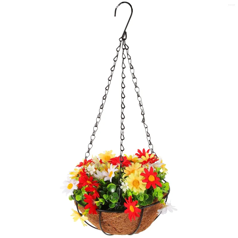 Decorative Flowers Faux Vines Outdoor Hanging Basket Pendant Winter Baskets Garden Iron Lining Chain Flowerpot Simulation Artificial