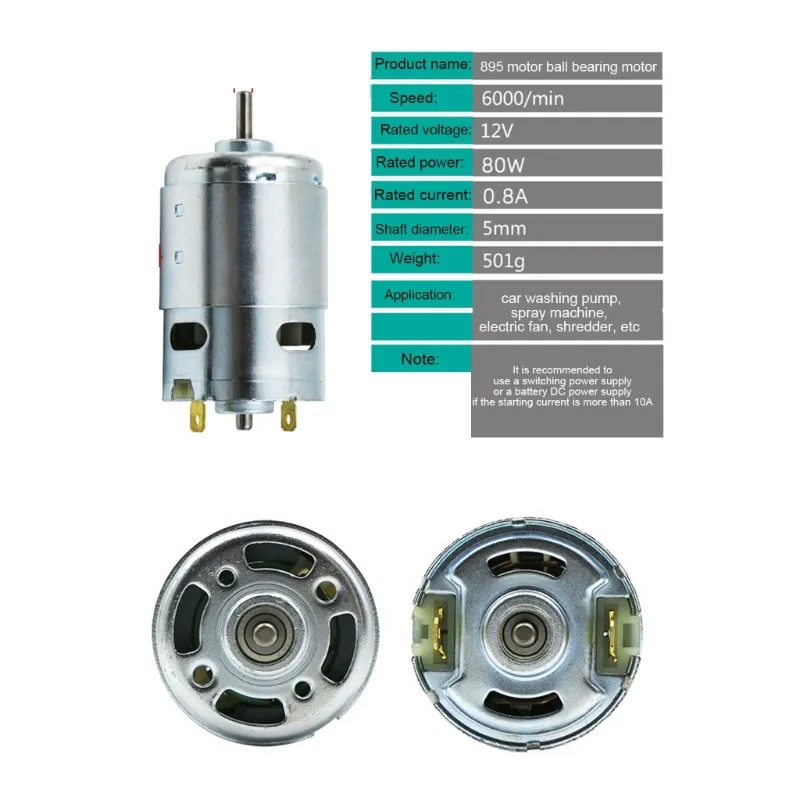 Moteur électrique DC RS-775 / RS-795 / RS-895 - Haute Vitesse, Couple élevé, 6-24V, Arbre 5mm