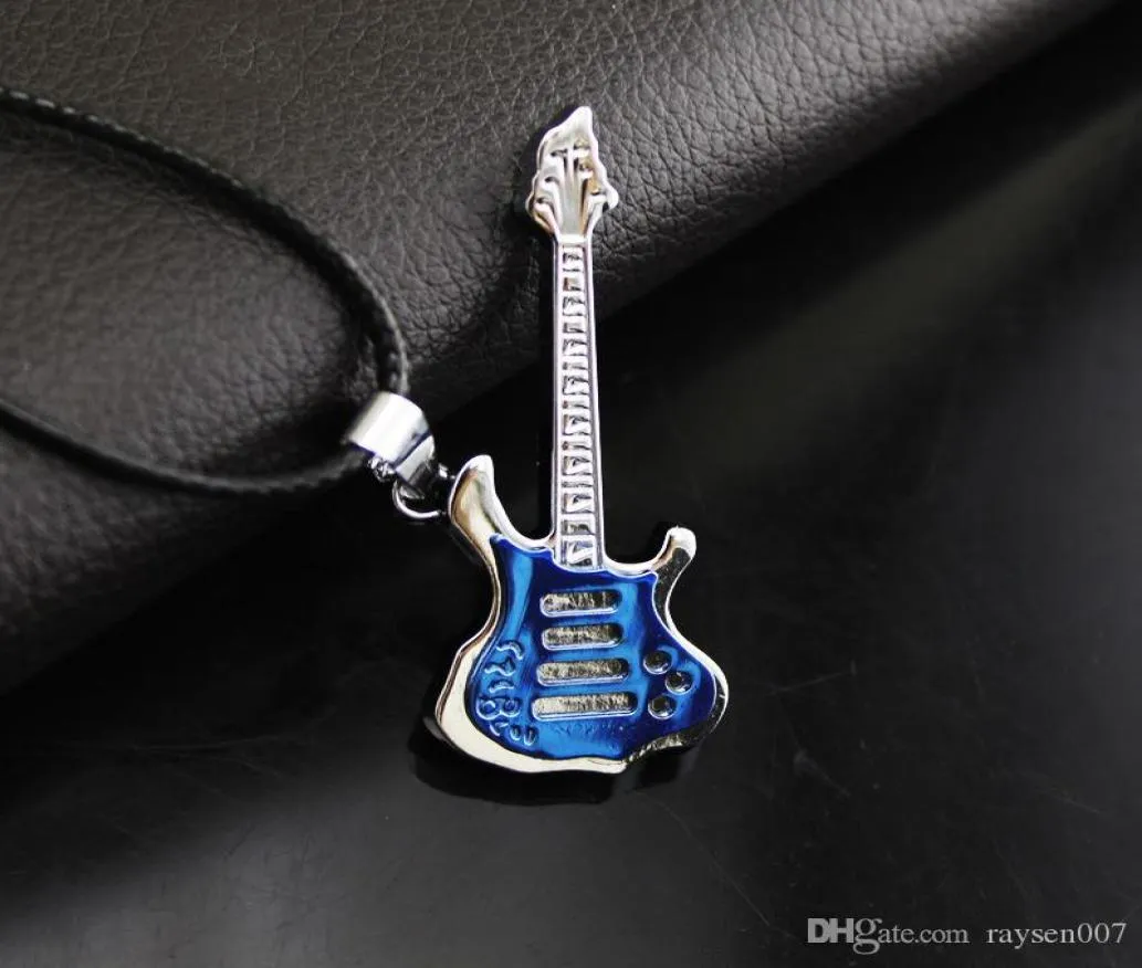 2020 Fashion Cool Guitar Pendant Necklace Titanium steel Music Guitar Necklace Fine Jewelry For music fans Whole8292499