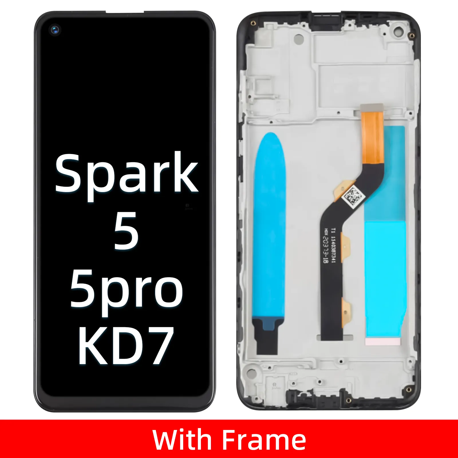 Juvino Orijinal OEM LCD Tecno Spark 5 / Spark 5 Pro 5 Pro LCD KD7 Ekran Ekranı LCD Ekran Değiştirme Onarım Araçları