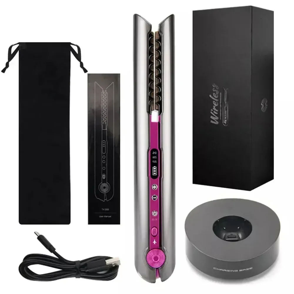 فرش الشعر اللاسلكي مصنوع مصنوع ميني 2 في 1 أسطوانة USB 4800MAH CURLER CURLER CURLER