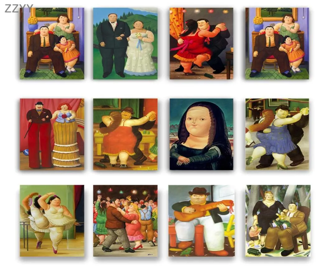 Fernando Botero Famous Canvas Oil Painting Fat Couple Dancing Poster and Print Wall Art Picture for Livin Room Home Decoration4066612