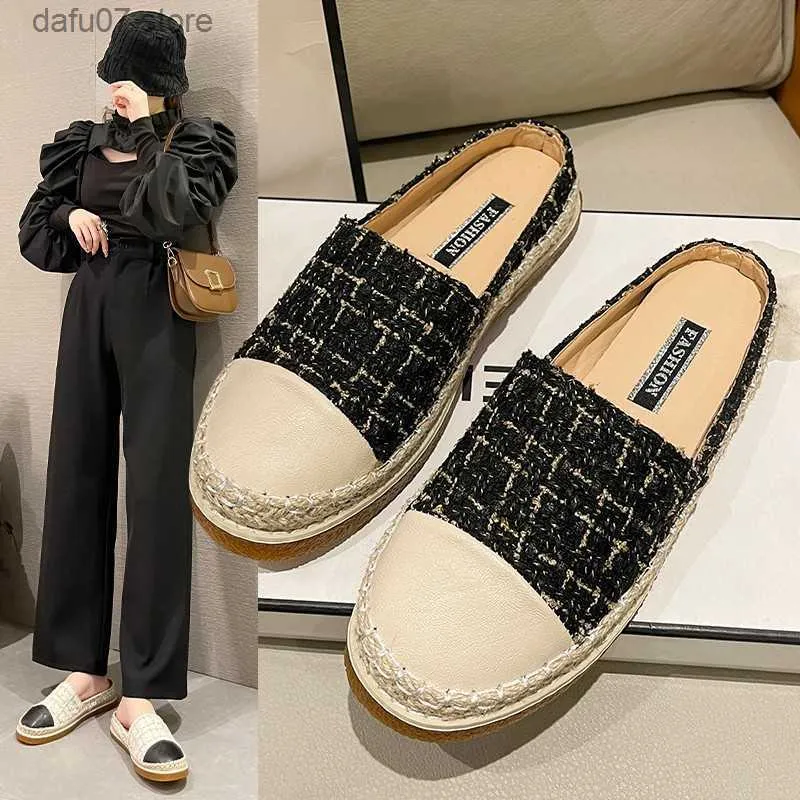 Dress Shoes Fishermans Womens Summer Fragrant Wind 2024 Spring New Flat Bottom Bean Single One Step Lazy Lefu Cool Slippers H240412