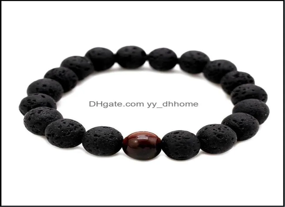 Fios de miçangas Bracelets Moda de jóias Homens de lava Minchações pretas rochas vulcânicas Tigre Energy Stone Made Buddha Oração Badied 7804023
