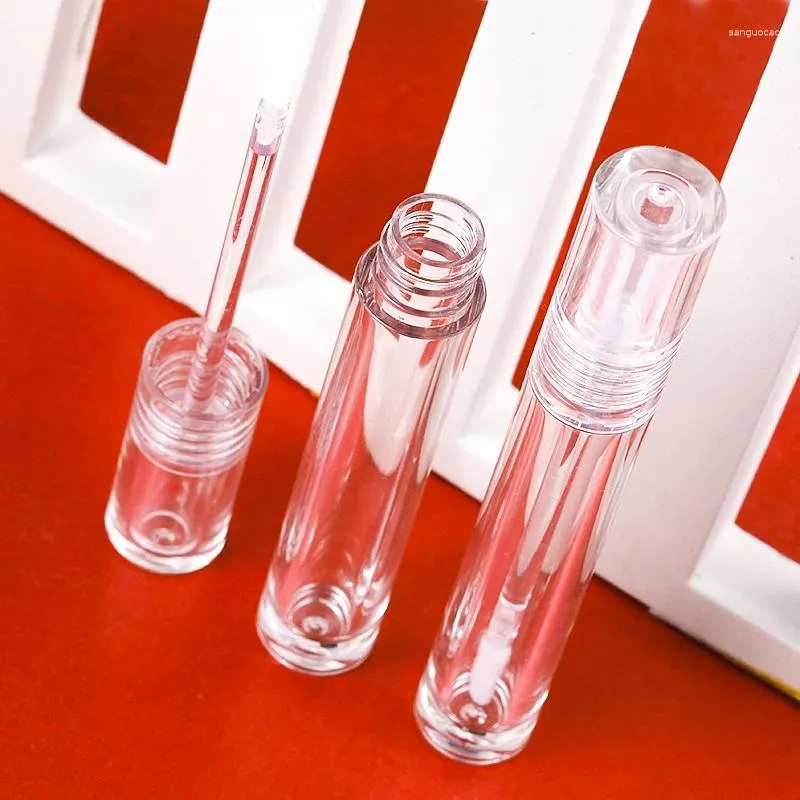 Förvaringsflaskor 40 st 4,5 ml läppglansrör tom helt transparent rund flaskkosmetika