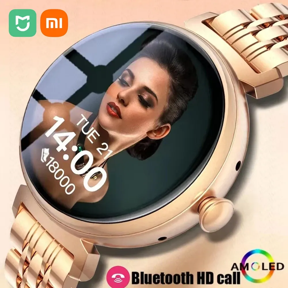 Montres Xiami Mijia 1,04 pouce AMOLED Afficher toujours l'écran Smartwatch Fashion Femmes Bluetooth Call Heart Satel Monitor Smart Watch Ladies