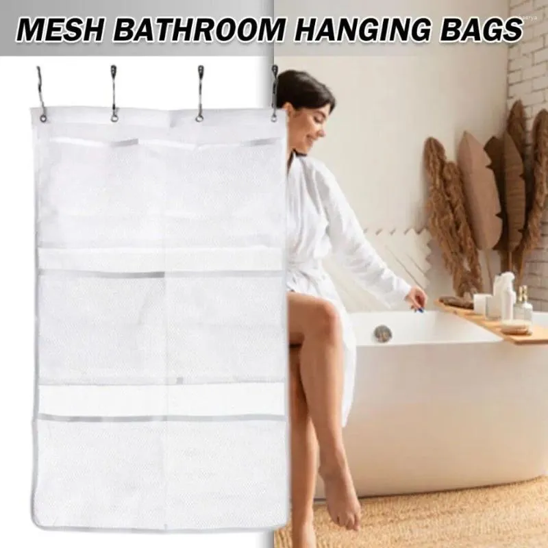 Stume da stoccaggio Polyester Bagni appeso Accessori di alta qualità Accessori bianchi Borse da bagno 6 Organizzatore di tasche