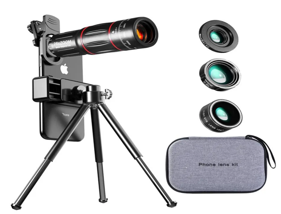 28x HD HD Camera Camera Lens Telescope Zoom Macro Lens for iPhone Samsung Smarthing Fish Eye Lente Para Celular6857370