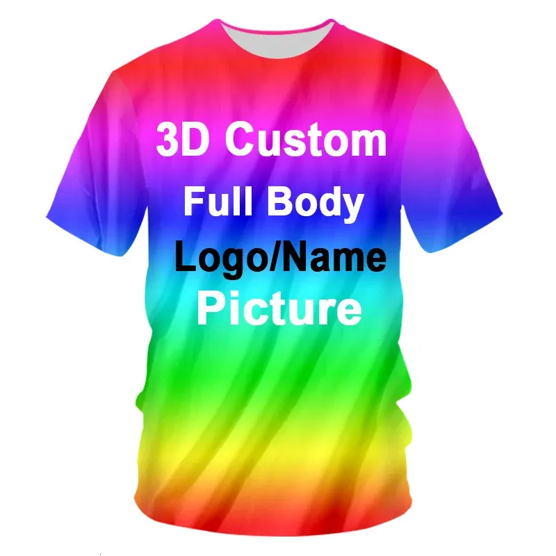 Custom Sua camiseta 3D exclusiva para homens moda Hip Hop O-Gobes de manga curta Tops abstratos Harajuku mens de masculino 240412