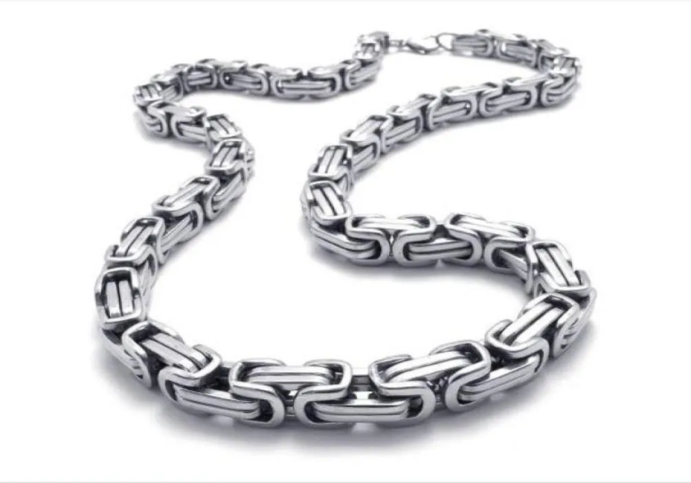 20 40 inches Top Selling 8mm wide silver byzantine chain stainless steel Jewelry Mens necklace Pick lenght ship4200385