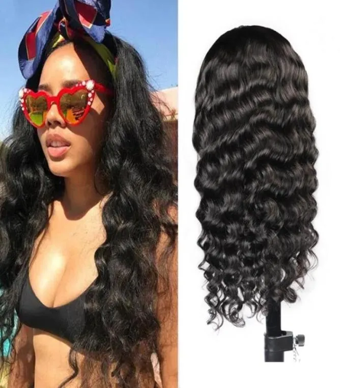 2021 Human Hair Wigs With Headbands Body Straight Water Headband Wigs Natural Color Loose Deep Curly Machine Made Non Lace Wigs he5647975