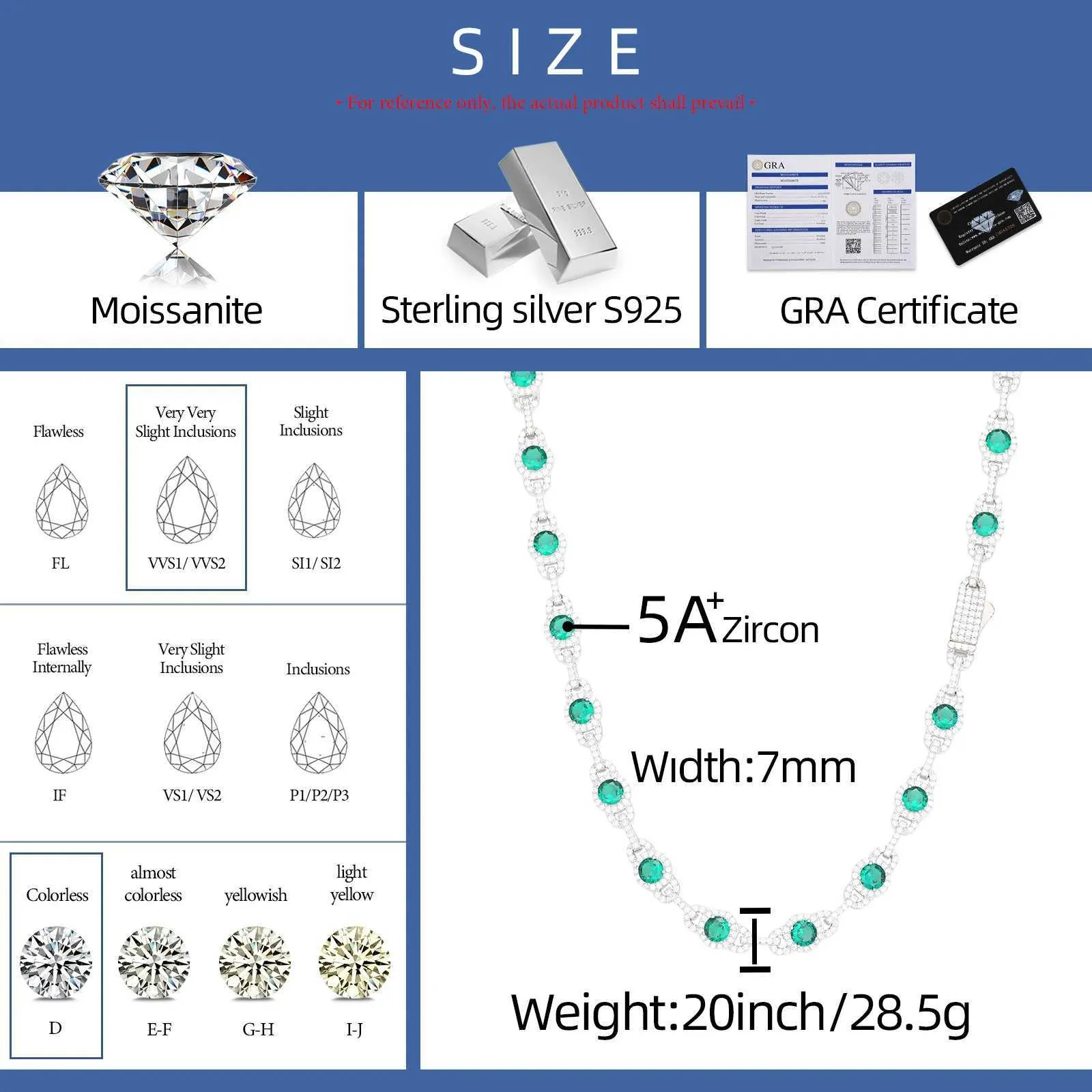 DHgate.com:Iced Out Moissanite Chain Bracelet - 7mm D VVS