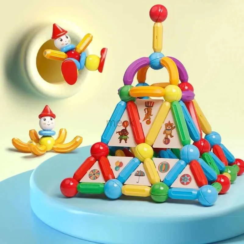 減圧おもちゃromboss 26pcs磁気コンストラクターブロックセットおもちゃの子供向け磁石スティックロッドビルディングブロックモンテッソーリ教育玩具240413