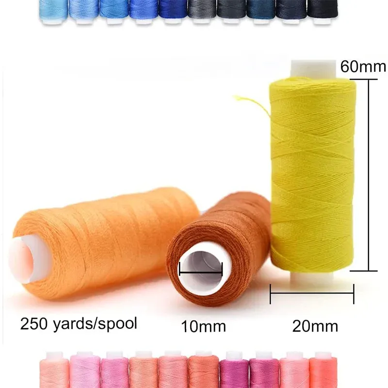 6pcs/conjunto fios de costura definidos para a máquina de costura Bordado de mão 100% poliéster 250 jardas cada bobo 36 colorido kit de costura em casa