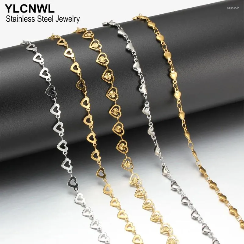 Chaines Colliers de coeur en acier inoxydable pour femmes Silver Gold Color Choker mignon chaîne romantique Classic Bijoux en gros 16 20 pouces