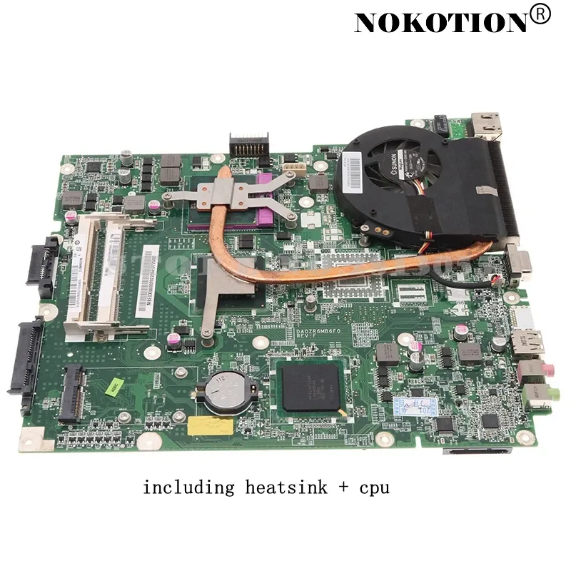 Motherboard Nokotion MBNC706002 MBEDX06001 MBEDU06001 Para ACER Emachines E528 Papelera de la computadora portátil DA0ZR6MB6E0 DA0ZR6MB6F0 con disipador térmico+CPU