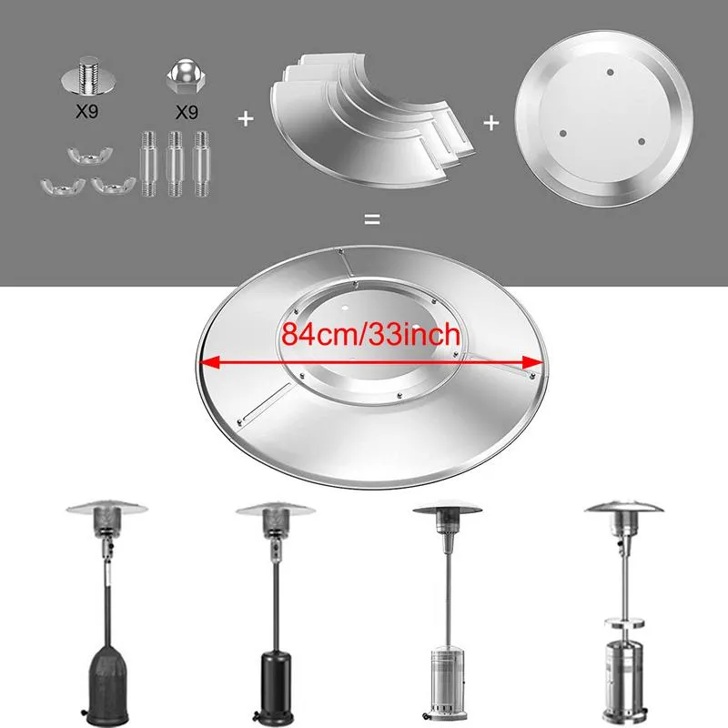 Top Hill Upgtaded Aluminum Patio Heater Reflector Shield, Propane Outdoor Heater Replacement Parts, Silver Patio Heater Parts, Heat