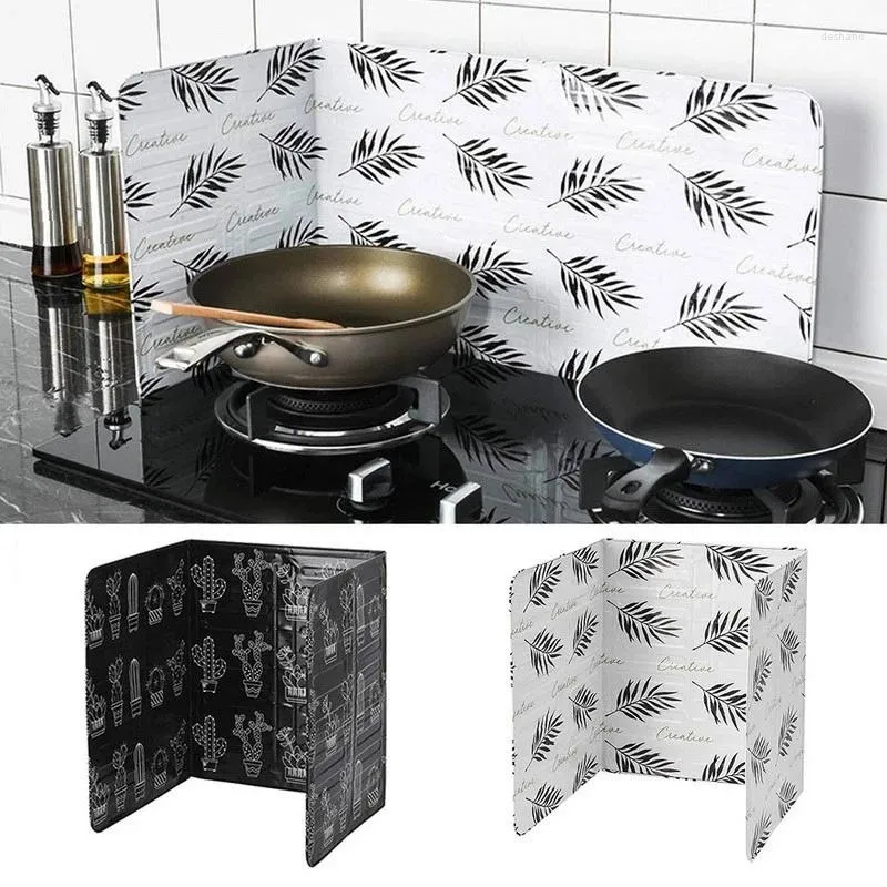 Table Mats Aluminum Foldable Kitchen Gas Stove Baffle Plate Frying Pan Oil Splash Protection Screen Kichen Accessories