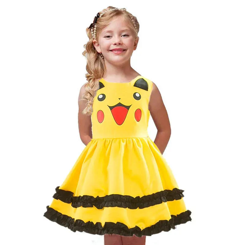 Ternos Janpan Anime Cartoon Cosplay Dress for Children garotas festas de halloween crianças kawaii roupas fofas de bowknot ruffles vestido de baile