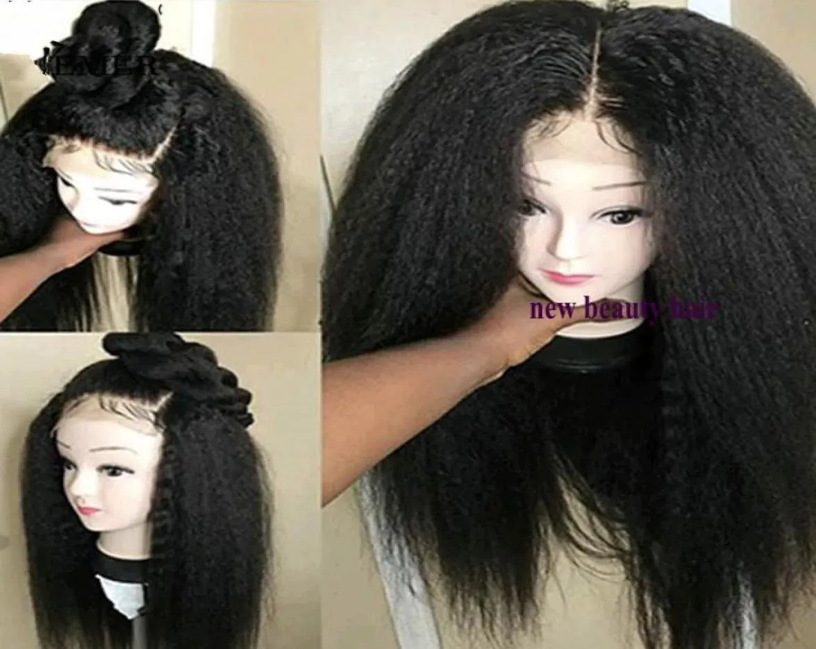 BlackBrownburgundy Natural 360 lace full Wigs with baby hair Long kinky Straight Synthetic Lace Front Wig For Afro Women Costume1376045