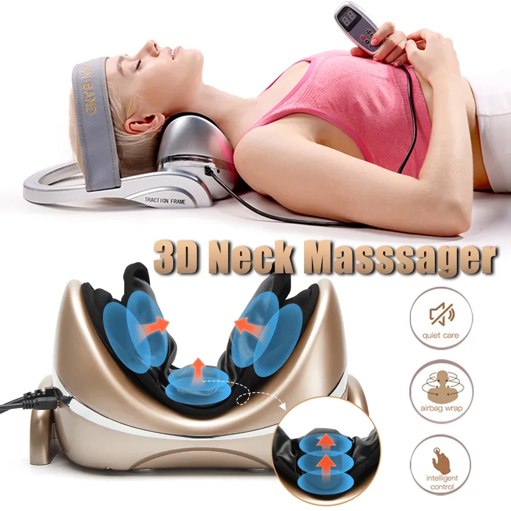 Massager Electric Neck Massager Vibration Masssge Pillow Air Compression Knådan värmemassager Nackbår Cervical Relieve smärta