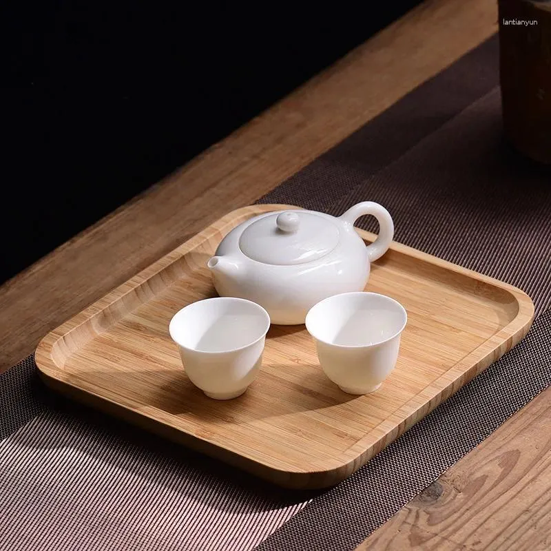 Vassoi di tè rettangolare in bambù circolare vassoio a tazza creativa a tazza di frutta di frutta semplice accessori per set semplici