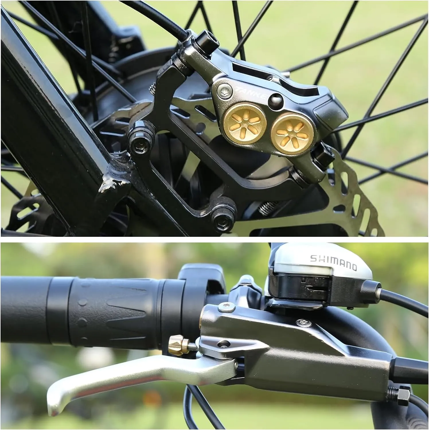 DHgate Pro 4 Piston MTB Hydraulic Disc Brake Set with 180mm Rotors Front Rear for Mountain Bikes Sports Outdoors