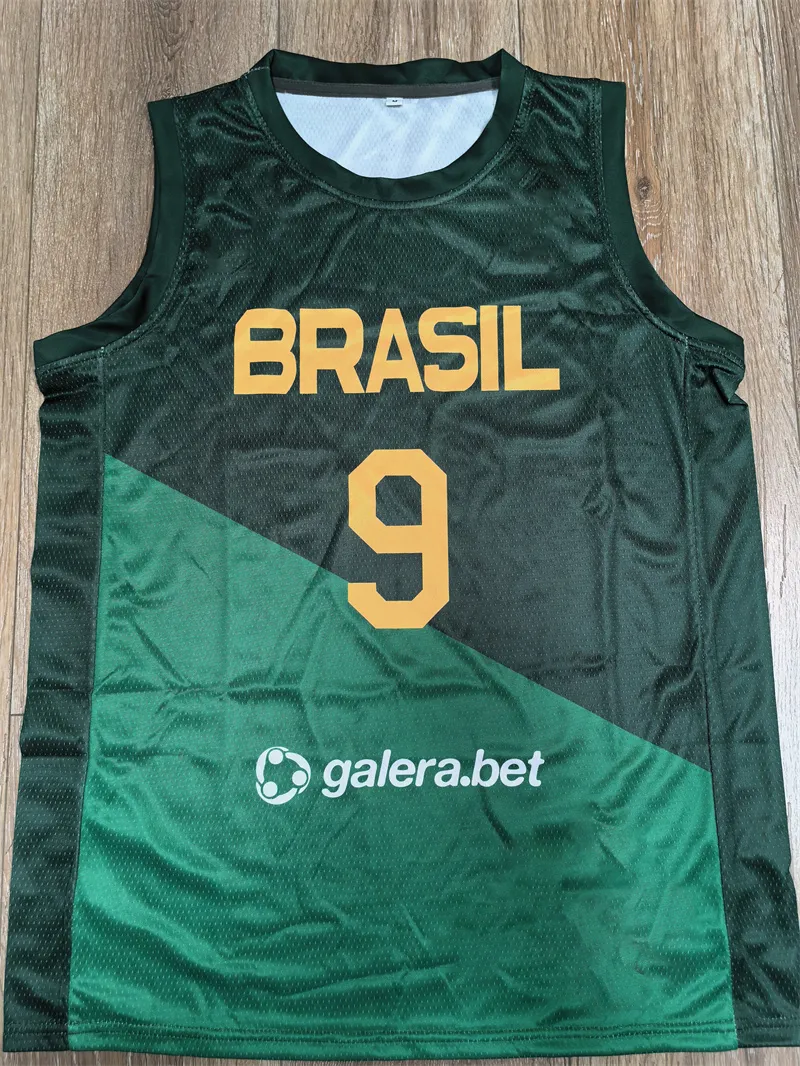 Brasil 9 Marcelinho Vintage Basketbol Forması Herhangi bir isim ve numara ile özelleştirildi