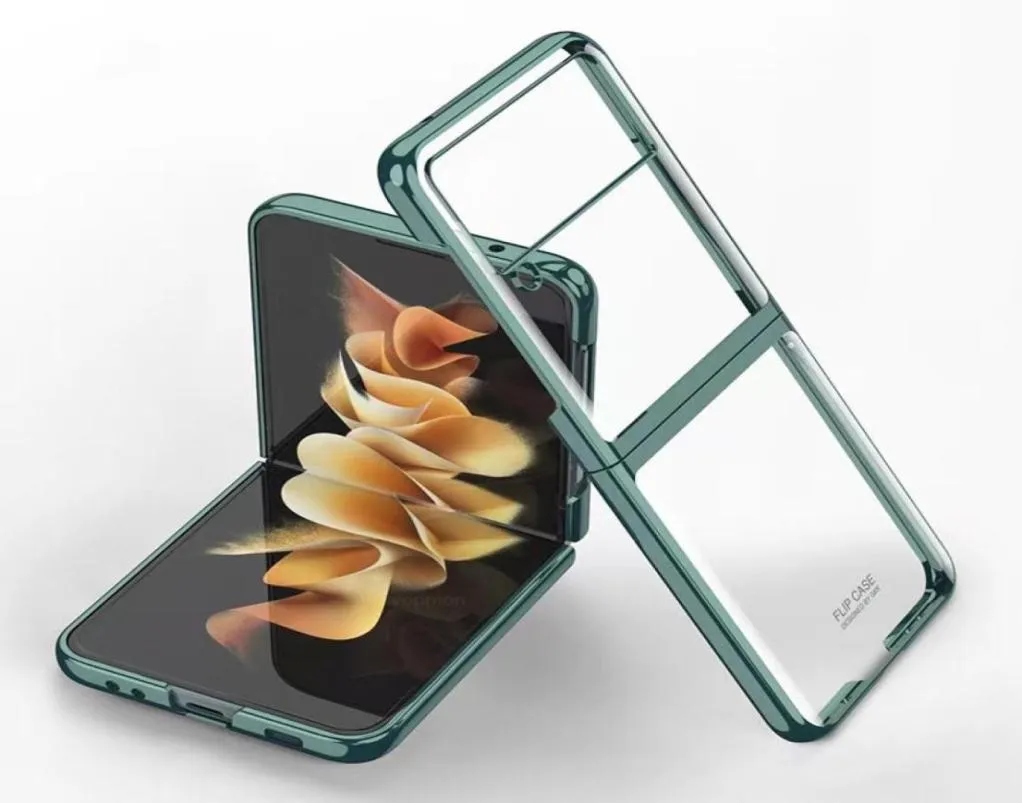 Случаи сотового телефона роскошная рама для пластинга для Samsung Galaxy Z Flip 3 Прозрачная корпусная карака с громкой рамой Clear Cover49166217727228
