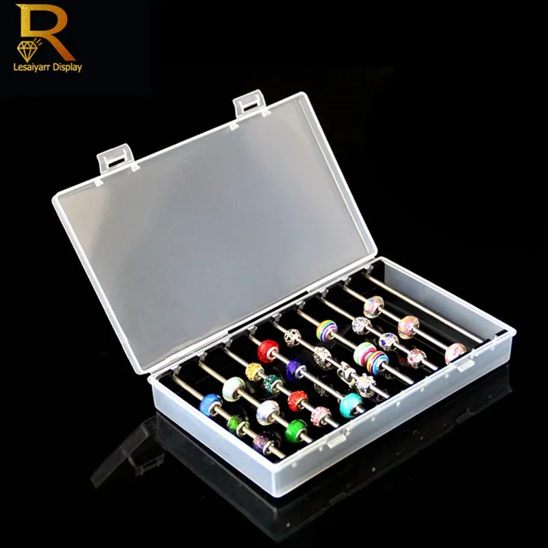 DHgate Clear Acrylic Pandora Charm Beads Bracelet Organizer Box Jewelry Display Storage Case with Lid for Troll Chamilia Beads Rings Home Garden