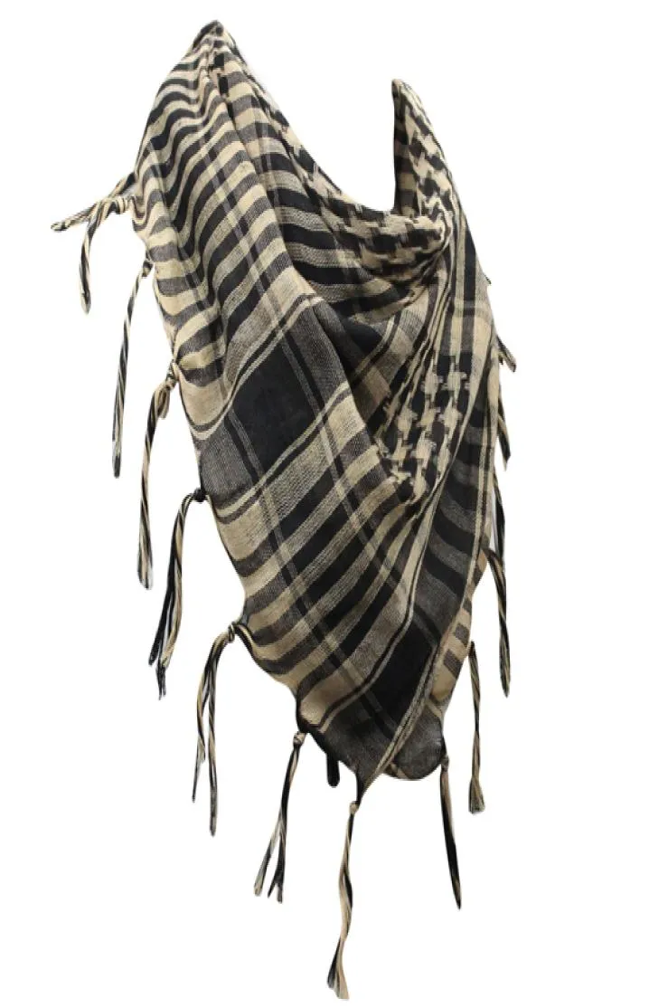 Män unisex 100% bomull shemagh fyrkantig hals öken taktisk stil huvud wrap keffiyeh fringes rutiga halsduk halsdukar3687866