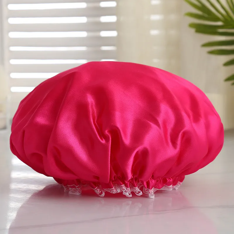 Fashion Shower Cap Waterproof Bath Hat Double Layer Kvinnor levererar utskrift Hårtäcke Badrumstillbehör Shampo Fume-Proof Caps HZ160