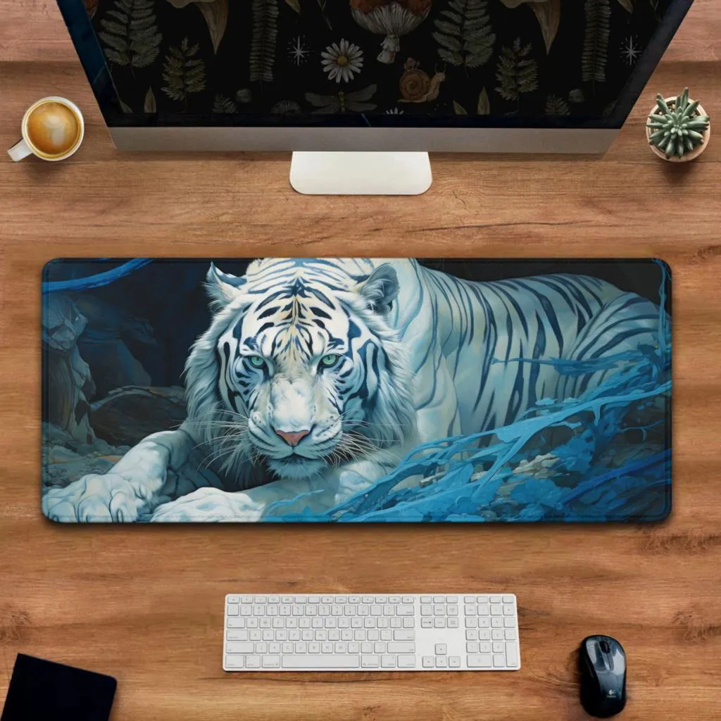Computer Mat Tiger Big Mouse Mat White Tiger AI Art Mouse Pad, XXL... From Ddmymaster, $19 ...