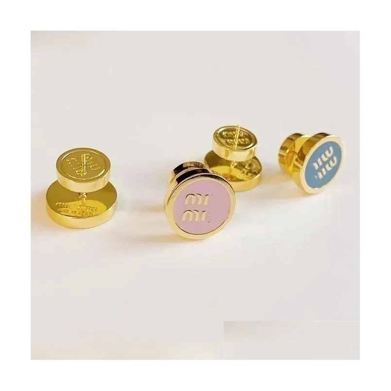 Stud 18K Gold M Brand Letters Designer Earrings For Women Retro Vintage Luxury Round Circle Double Side Wear Chinese Earring Earings E Ottva