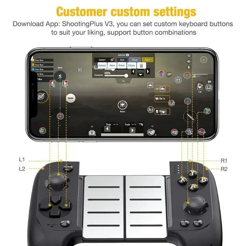 GamePads New Saitake 7007FワイヤレスBluetoothゲームコントローラーSamsung Xiaomi Huawei Android電話PCのためのTelescopic GamePad Joystick