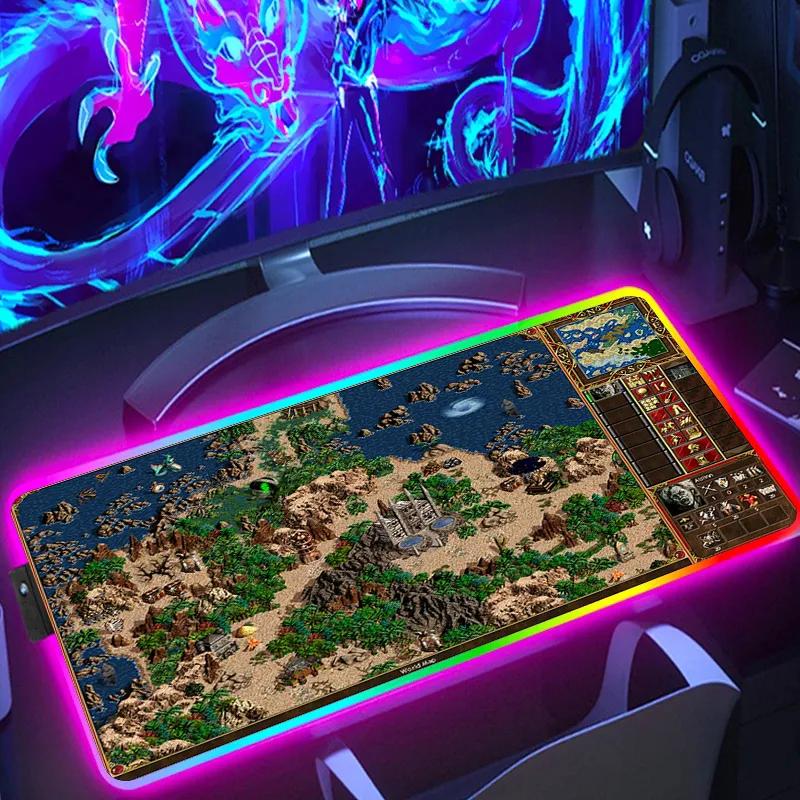 Heroes of Might and Magic 3 RGB Mause Gamer Keyboard Mat Mouse Mats Mousepad Anime Mausepad Mice Keyboards Computer Peripherals