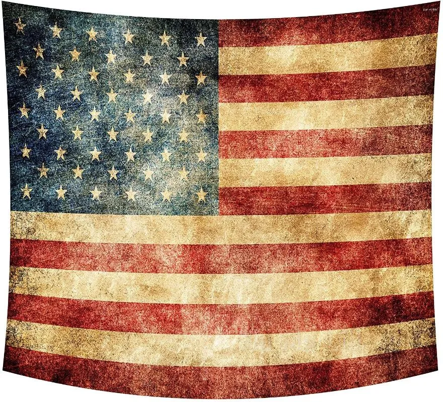 Wandteppiche Retro Stars and Stripes USA Flag Tapestry Wall Hanging Bule Rotkunst Schlafzimmer Wohnzimmer Home Schlafsaal Dekor