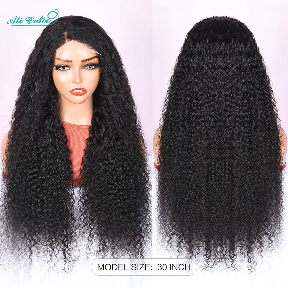 Ali Grace Wigs Bleached Knots Curly 5x5 Lace Closure Wigs For Women Pre Plucked Hairline Deep Curly Human Hair Wigs