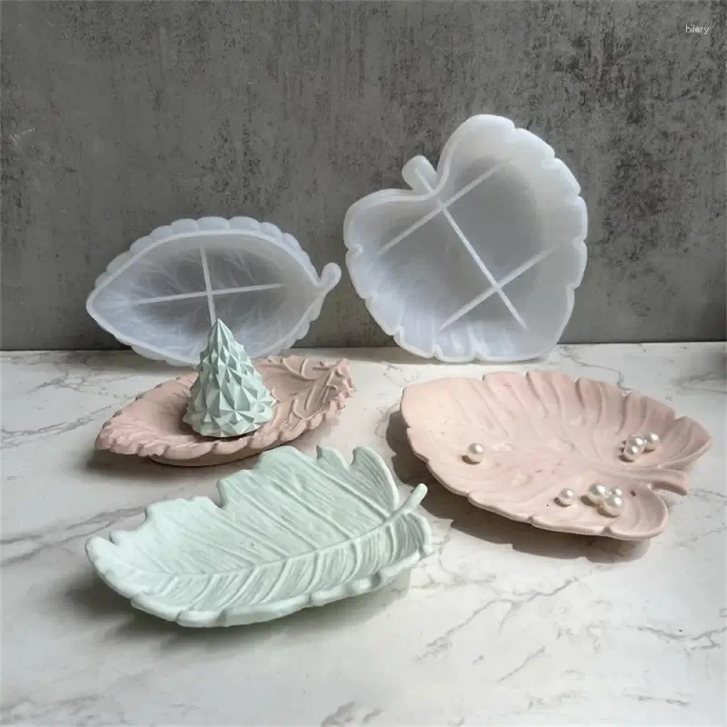 Plates Gypsum Mold Leaf Shape Concrete Cement Large Tree Board Diy Maple Tray Silicone