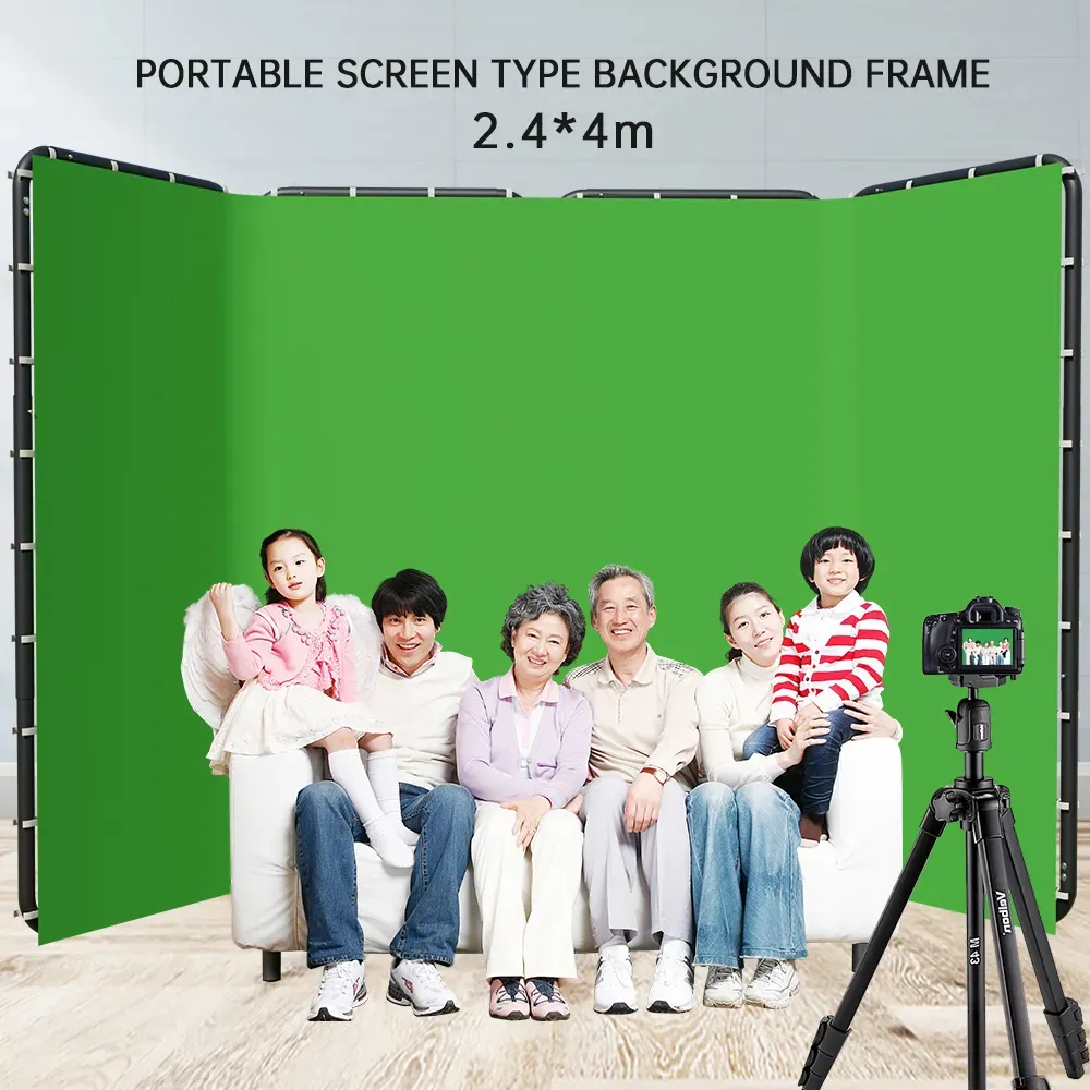 Photography Backdrop Stand 2.4x4M Frame With Green Screen & Tripod For ...