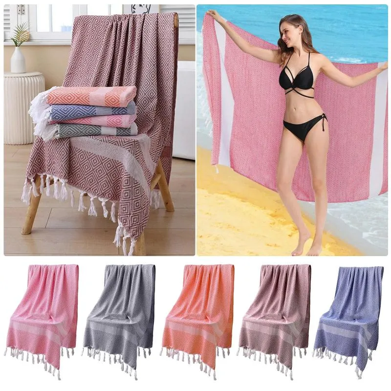 Handtuchstreifengarn gefärbte Strand Baumwoll Quasten Bad Sonnenschutzschalttücher im Badezimmer