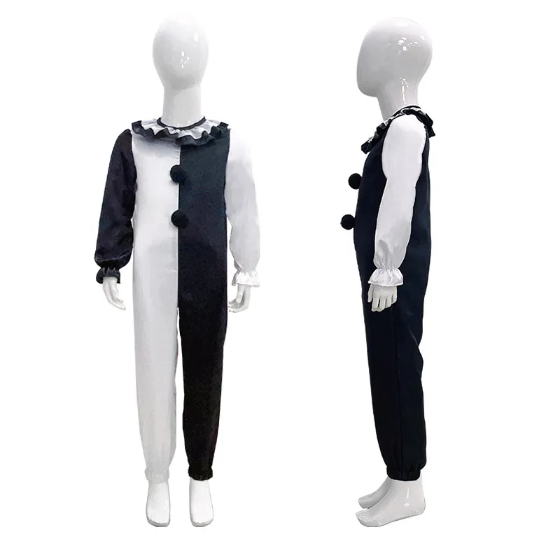 Costume Clown Tueur Halloween - Combinaison Noire Et Blanche Avec Masque Et Gants - Pour Homme - Effet Terrifiant