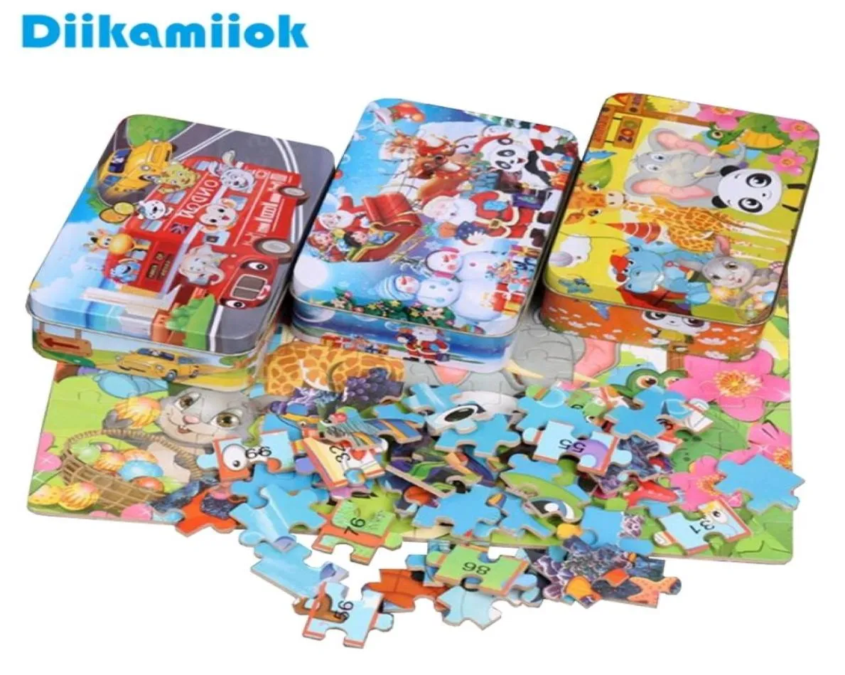 100 Pieces Wooden Puzzle Kids Cartoon Jigsaw Puzzles Baby Educational Learning Interactive Toys for Children Christmas Gifts 21056157