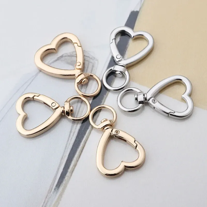 Rings 50PC Heart Spring Gate Rings Openable Keychain Leather Bag Belt Strap Dog Chain Buckles Snap Closure Clip Trigger DIY Accessorie