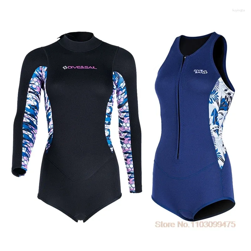 Dames badkleding neopreen surfpak 2 mm uit één stuk vrouwen snorkelende kajakken kitesurf vest warme uitslag bewakers korte mouw duiken