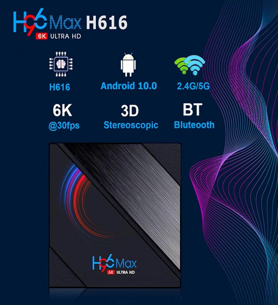 H96 MAX H616 ALLWINNER 6K SMART TV BOX 24G5G WIFI BT40 미디어 세트 상단 4G 32GB64GB Android 1008860102
